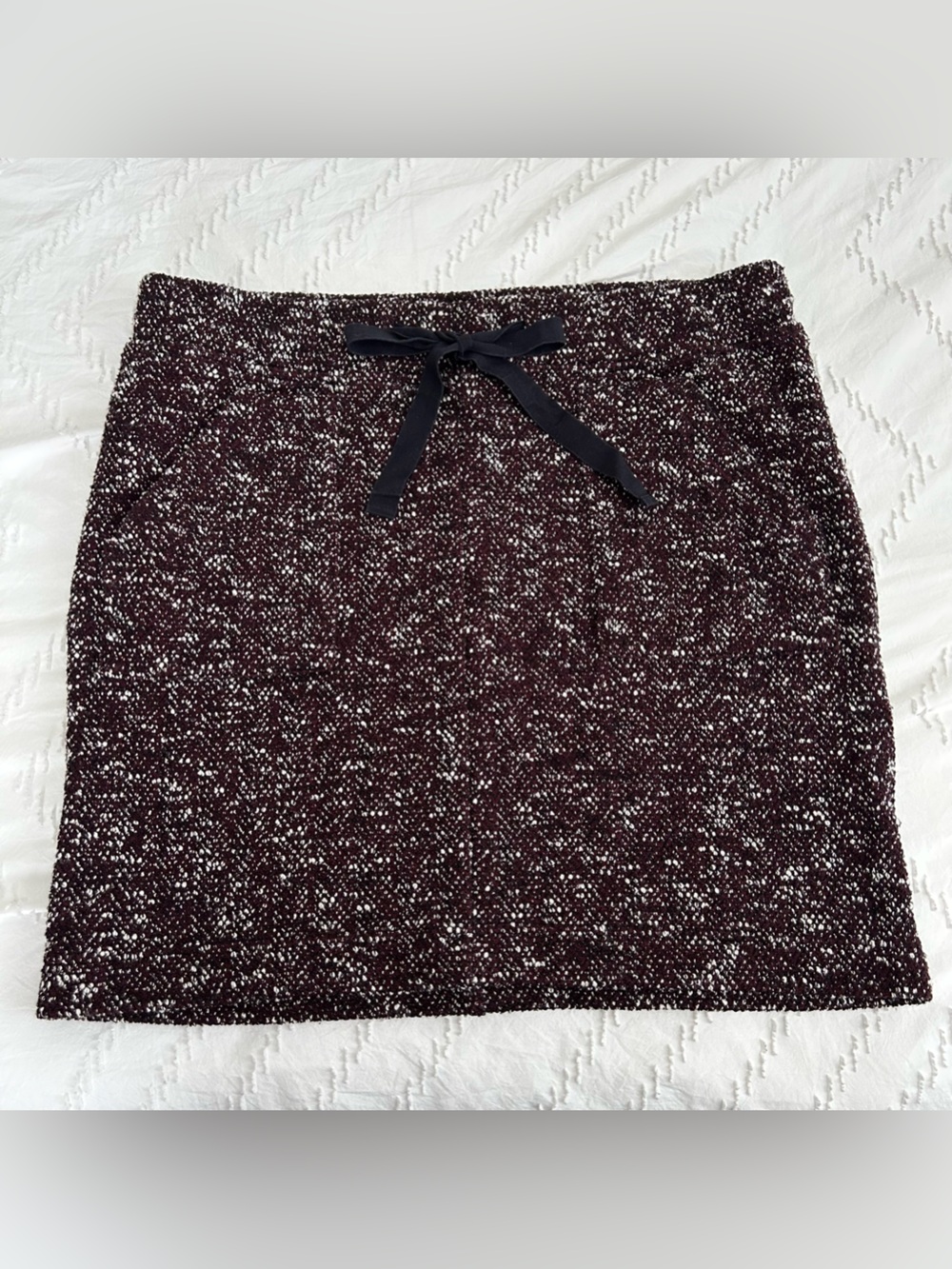 LOFT Women’s Tweed Mini Skirt Pockets Academia Preppy Office Tie Soft Large